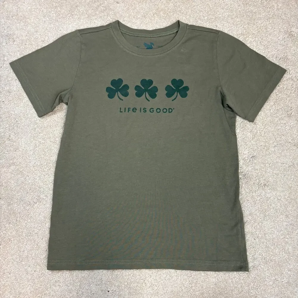 NWT Life Is Good Kids Three Shamrock Short Sleeve Crusher Tee Size XL